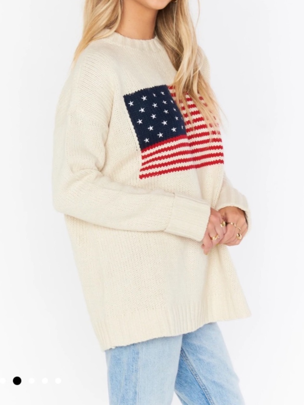 Show Me Your MuMu Fireside Cream American Flag Sweater Medium - Picture 2 of 9